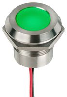 APEM Q22Y5SXXSG12E 发光二极管指示器 面板安装, 绿色, 12 VDC, 22 mm, 40 mA, 980 mcd, IP67