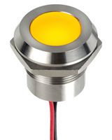 APEM Q22Y5SXXSY12E 发光二极管指示器 面板安装, 黄色, 12 VDC, 22 mm, 40 mA, 1.25 cd, IP67