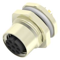 TE CONNECTIVITY T4131012081-000 传感器连接器, M12, 母, 8路, 焊接插座, 直形面板安装