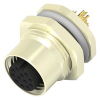 TE CONNECTIVITY T4131012121-000 传感器连接器, M12, 母, 12路, 焊接插座, 直形面板安装