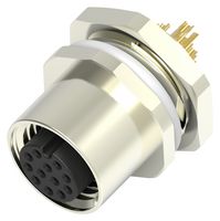 TE CONNECTIVITY T4133012121-000 传感器连接器, M12, 母, 12路, 焊接插座, 直形面板安装