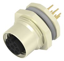 TE CONNECTIVITY T4141012081-000 传感器连接器, M12, 母, 8路, PCB插座, 直形面板安装