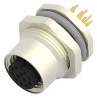 TE CONNECTIVITY T4141012121-000 传感器连接器, M12, 母, 12路, PCB插座, 直形面板安装