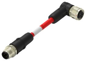 TE CONNECTIVITY TAA546B1411-002 Sensor Cable, 4P, CC-link, M12 Plug, 90° M12 Receptacle, 4 Positions, 1 m, 3.28 ft