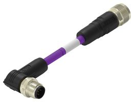 TE CONNECTIVITY TAA75AA5501-002 传感器电缆, 5P, DeviceNet, 90° M12插头, M12 插座, 5路, 1 m, 3.28 ft