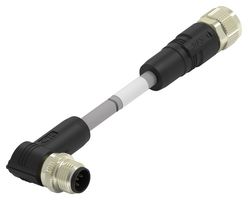 TE CONNECTIVITY TAA75AA1611-002 传感器电缆, 5P, DeviceNet, 90° M12插头, M12 插座, 5路, 1 m, 3.28 ft