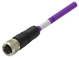 TE CONNECTIVITY TAB62335501-002 传感器电缆, 2P, PROFIBUS, M12 插座, 自由线端, 2路, 1 m, 3.28 ft