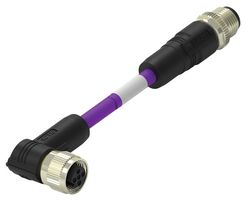 TE CONNECTIVITY TAB62635501-002 传感器电缆, 2P, PROFIBUS, M12 插头, 90° M12插座, 2路, 1 m, 3.28 ft