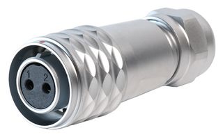 MULTICOMP PRO MP002735 Circular Connector, MP-M12, Metal Plug, Female, 2 Way, Cable Mount, Push-Pull, Solder, IP67