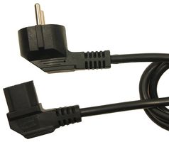 CLIFF ELECTRONIC COMPONENTS FCR72042 Mains Power Cord, 90° Schuko Plug to 90° IEC Plug, 2.5 m, 10 A, 250 VAC, Black