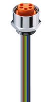 LUMBERG AUTOMATION RKF 50/11-04 传感器电缆, 4+PE, 7/8英寸插座, 自由线端, 5路, 300 mm, 11.8 ", RKF Series
