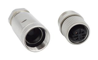 NORCOMP 858-D04-203RKT4 Sensor Connector, VULCON Series, M12, Female, 4 Positions, Solder Socket, Straight Cable Mount
