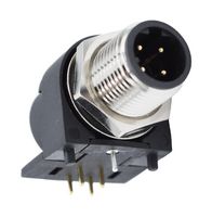 NORCOMP 861-D04-113R004 传感器连接器, VULCON Series, M12, 公, 4路, PCB插头, 直角面板安装
