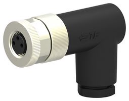TE CONNECTIVITY T4012008031-000 Sensor Connector, M8, Female, 3 Positions, Screw Socket, Right Angle Cable Mount