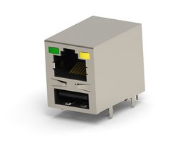 TE CONNECTIVITY 1-1909119-4 模块连接器, RJ45插座带USB, 1 x 1 (端口), 8P8C, Cat3, 通孔安装