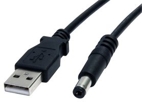 STARTECH USB2TYPEM2M 计算机电缆, USB 2.0 A插头, M型DC桶式插头 (5.5mm外径, 2.1mm内径), 6.6 ft, 2 m, 黑色