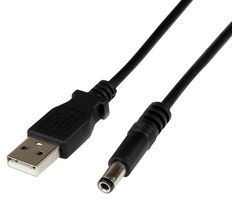 STARTECH USB2TYPEN1M 计算机电缆, USB 2.0 A插头, N型DC桶式插头 (5.5mm外径, 2.5mm内径), 3.28 ft, 1 m, 黑色