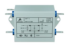 TDK B84113C0000B110 电源线滤波器, 通用, 250 VAC, 10 A, 单相, 2阶, 底板安装