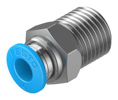 FESTO 153003 Pneumatic Fitting, Push-In Straight Connector, R1/4, 14 bar, 6 mm, Brass, QS