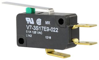 HONEYWELL V7-3S17E9-022 Microswitch, Miniature, Straight Lever, SPDT, Quick Connect, 100 mA
