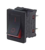 MULTICOMP PRO MP004410 翘板开关, SPST, 不发光, 面板安装, 黑色, 红色