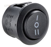 MULTICOMP PRO MP004431 翘板开关, 中心关,250VAC,圆形, SPST, 不发光, 面板安装, 黑色