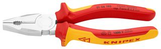KNIPEX 01 06 190 钳子,组合,全长 190mm,VDE,切削刃,双色双组件手柄