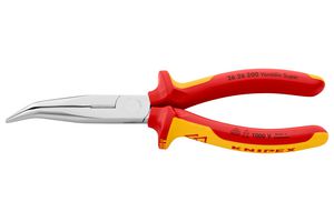 KNIPEX 26 26 200 Pliers, 200mm Length, 40°, Bent Jaw Chrome Plated Side Cutting