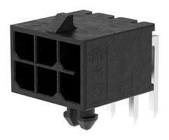 MOLEX 212528-0600 Pin Header, Wire-to-Board, 3 mm, 2 Rows, 6 Contacts, Through Hole Right Angle