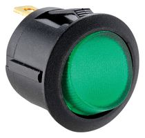 MULTICOMP PRO MP005723 翘板开关, 绿色,圆形, 开-关, SPDT, 发光, 面板安装, 黑色