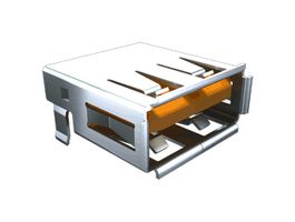 SAMTEC USBR-A-S-F-O-VU 连接器, USB, USB A, USB 2.0, 插座, 4 路, 通孔安装, 直角型