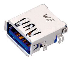 WURTH ELEKTRONIK 692121130100 USB Connector, USB Type A, USB 3.0, Receptacle, 9 Ways, Through Hole Mount, Reverse Horizontal