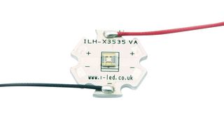 INTELLIGENT LED SOLUTIONS ILH-XP01-S365-SC211-WIR200. 紫外线发射器模块, 1芯片, 365至375 nm, 110° (±55°), 1.05 W, 200 mm 红和黑, 星PCB