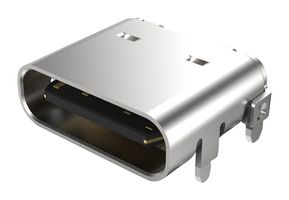 GCT USB4105-GF-A 连接器, USB, 5A, 48V, 240W, USB C, USB 2.0, 插座, 16 路, 表面安装, 通孔安装, 水平
