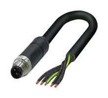 PHOENIX CONTACT 1414875 Sensor Cable, Black, M12 Plug, Free End, 4P + PE Positions, 5 m, 16.4 ft