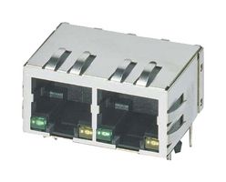PHOENIX CONTACT 1149852 模块连接器, RJ45 插座, 1 x 2, (排路), 8P8C, IP20, 通孔安装