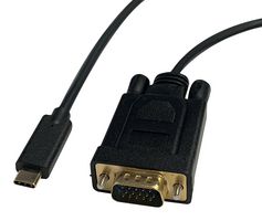 VIDEK 2496CVA-2 音频/视频电缆组件, USB 3.1 C型插头, VGA插头, 6.6 ft, 2 m, 黑色