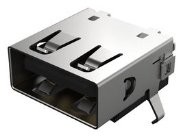 GCT USB1130-15-A USB Connector, USB Type A, USB 2.0, Receptacle, 4 Ways, Through Hole Mount, Right Angle