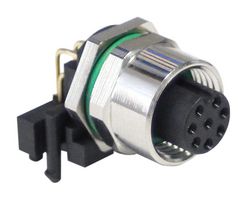 BULGIN LIMITED PXMBNI12RAF08APCM12 传感器连接器, PXM Series, M12, 母, 8路, PCB插座, 直角面板安装