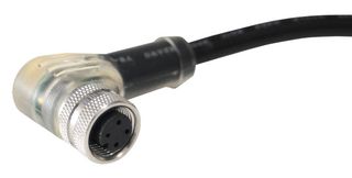 BULGIN LIMITED PXPPNP12RAF04ACL010PVC 传感器电缆, 90° M12插座, 自由线端, 4路, 1 m, 3.3 ft, Buccaneer M12 Series