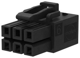 MOLEX 212514-1002 Connector Housing, Black, Mini-Fit Max 212514 Series, Receptacle, 2 Ways, 4.2 mm