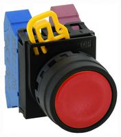 IDEC YW1B-M1R Switch Actuator, Plastic, Red, Idec Dia 22mm YW Series Pushbutton Switches, IP65, YW1B-M1x Series