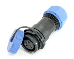 MULTICOMP PRO MP007634 带盖圆形连接器,MP-SY17,母直通式插座,3 路,卡口式,焊接,IP67,10A