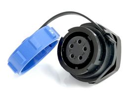 MULTICOMP PRO MP007656 圆形连接器,MP-SY17 母面板插座,5 路,卡口式,焊接,IP67,5A,带盖