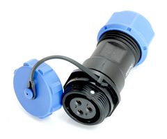 MULTICOMP PRO MP007559 Circular Connector with Cap, MP-SP17, Female Inline Receptacle, 3 Way, Threaded, Solder, IP68, 10A