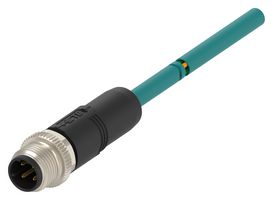TE CONNECTIVITY TAD2413A201-001 Sensor Cable, D-Code, M12 Plug, Free End, 4 Positions, 500 mm, 19.7 ", TAD Series