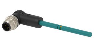 TE CONNECTIVITY TAD2423A201-001 传感器电缆, D编码, 90° M12插头, 自由线端, 4路, 500 mm, 19.7 ", TAD Series