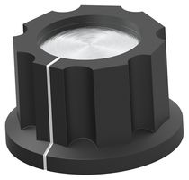 ALCOSWITCH - TE CONNECTIVITY PKES70B1/4 Knob, Round Shaft, 6.35 mm, Phenolic, Fluted with Indicator Line, 21.7 mm, Alcoswitch PKES