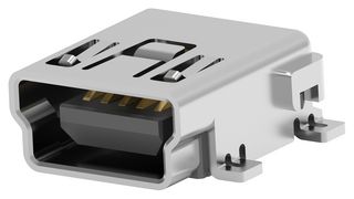 AMP - TE CONNECTIVITY 1-1734035-1 USB Connector, Mini USB Type B, USB 2.0, Receptacle, 5 Ways, Surface Mount, Right Angle
