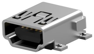 AMP - TE CONNECTIVITY 1734327-2 连接器, USB, 小型USB A, USB 2.0, 插座, 5 路, 表面安装, 直角型